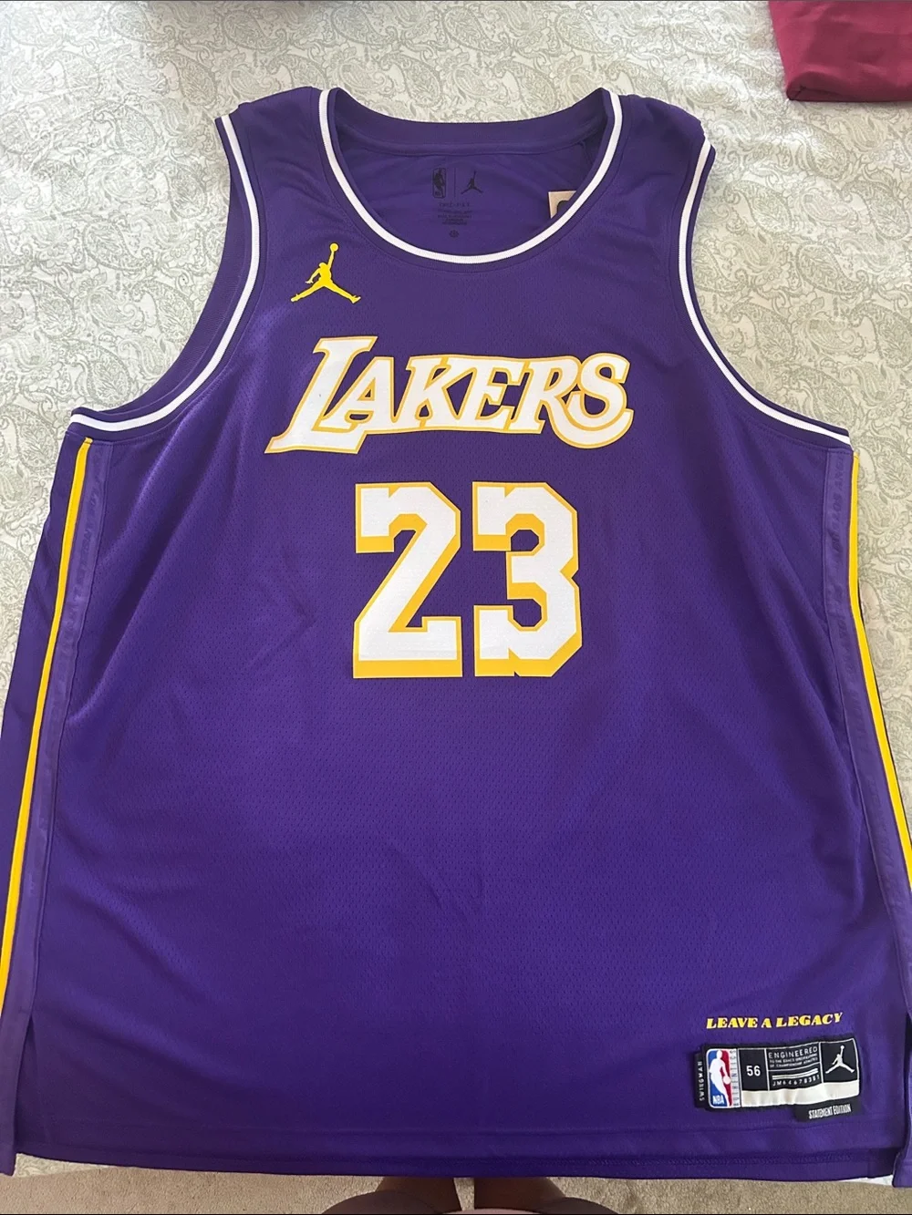 Jordan Los Angeles Lakers Purple and Yellow #23 Basketball Jersey